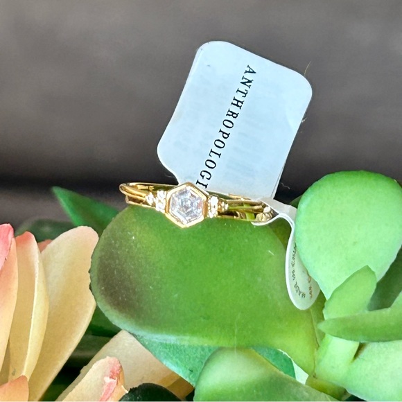 Anthropologie Hexagonal Crystal Ring Set✨ - Picture 11 of 11